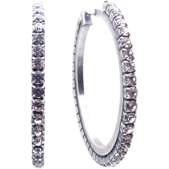 Mariana On a Clear Day Silvertone Hoop Earrings in Clear Round Crystals 001 NWT - Picture 1 of 3